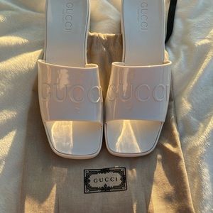 White Rubber Nude Gucci Jelly Heels